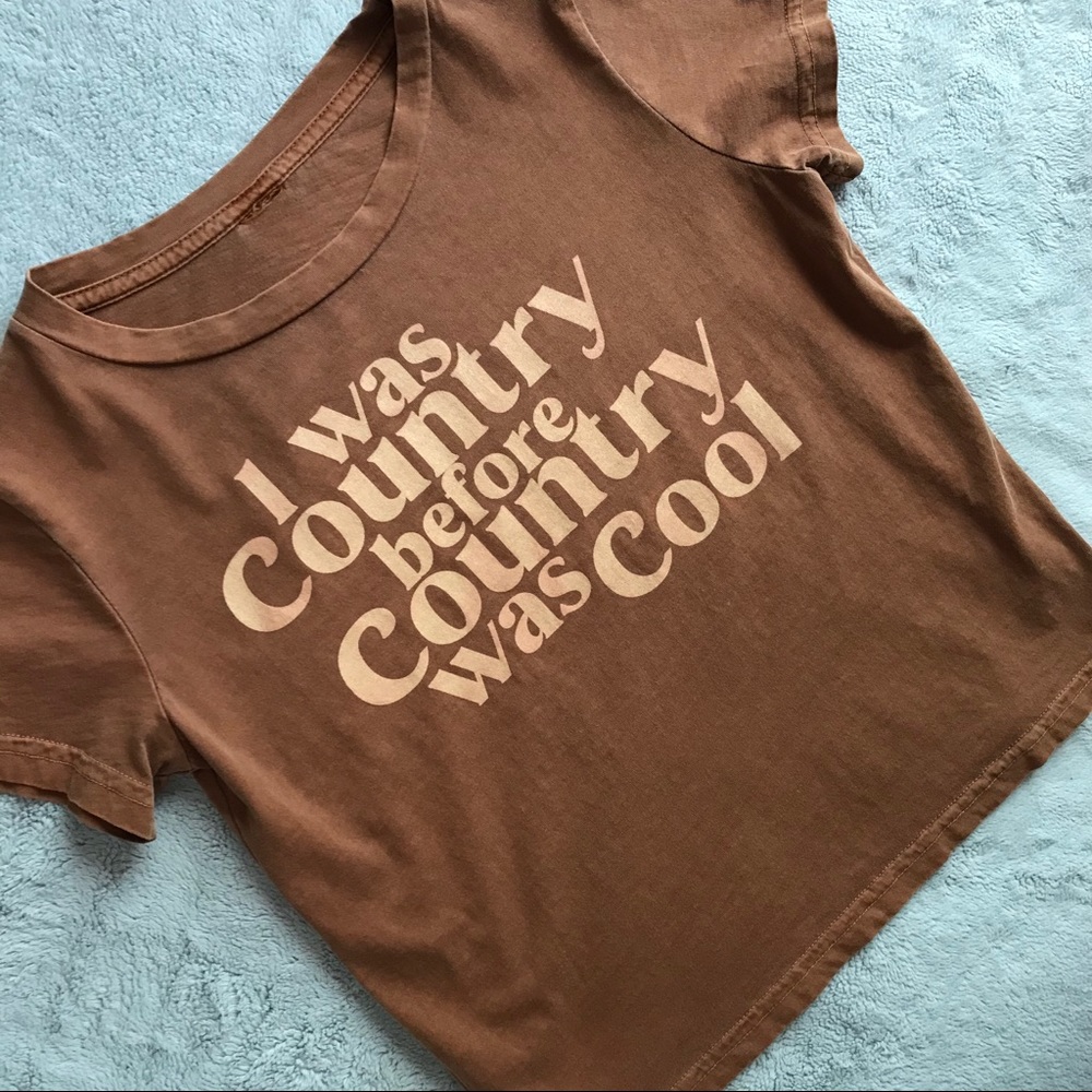 Midnight Rider I Was Country Cool Crop Graphic Tee